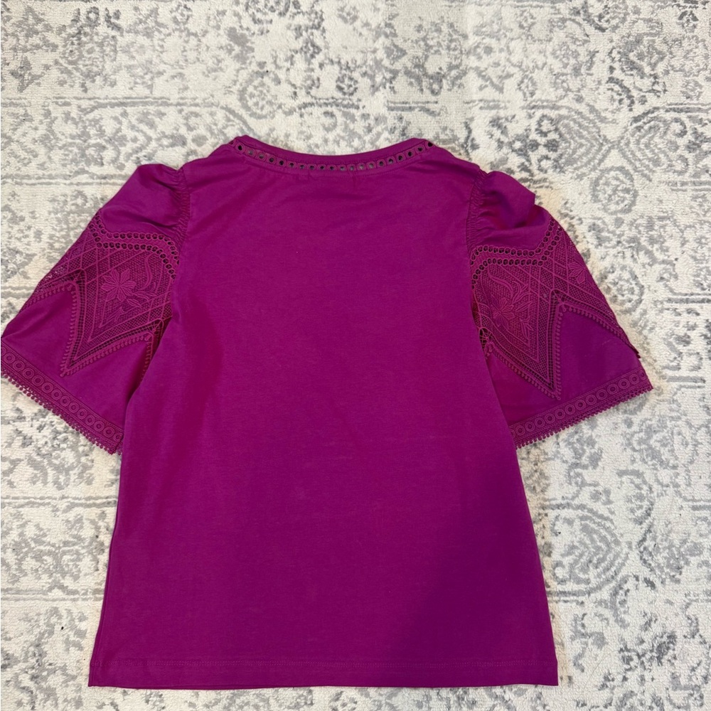 Chico's NWT Eyelet Puff Sleeve Tee - Picture 10 of 10